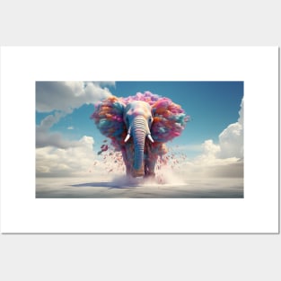 Pop Surrealistic Colorful Elephant Posters and Art